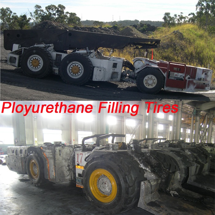 polyurethane filled tyre for mining vehicles